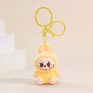 New Cute Yellow Labubu Bunny Keychain dangeler clip